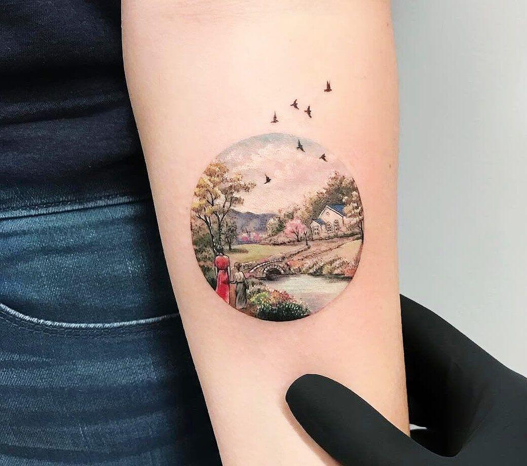 Safari landscape circle tattoo on the right inner... - Official Tumblr page  for Tattoofilter for Men and Women