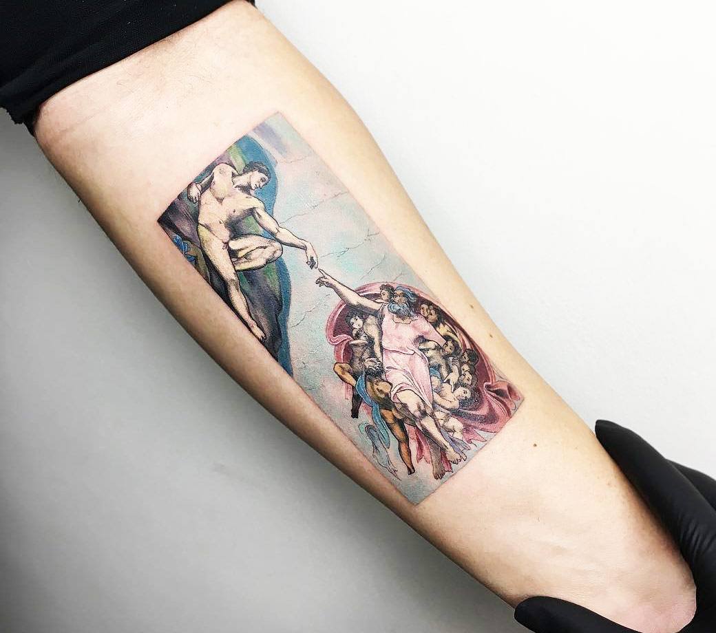 Creation of Adam tattoo idea | TattoosAI