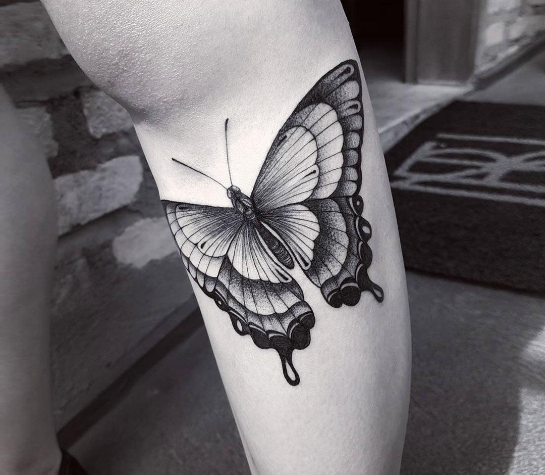 Black and gray butterfly by Laura Jade TattooNOW