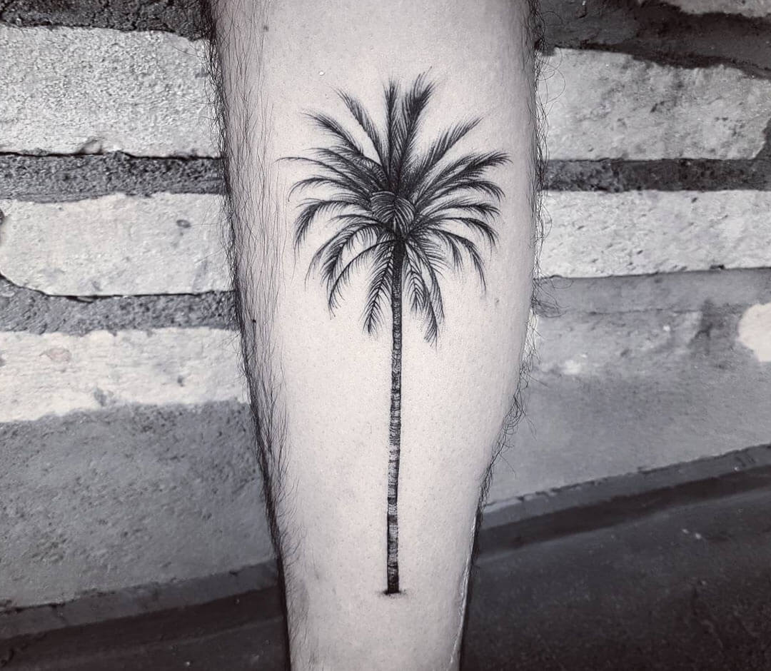 minimalist Palm Tree tattoo by Zlata Kolomoyskaya - KickAss Things