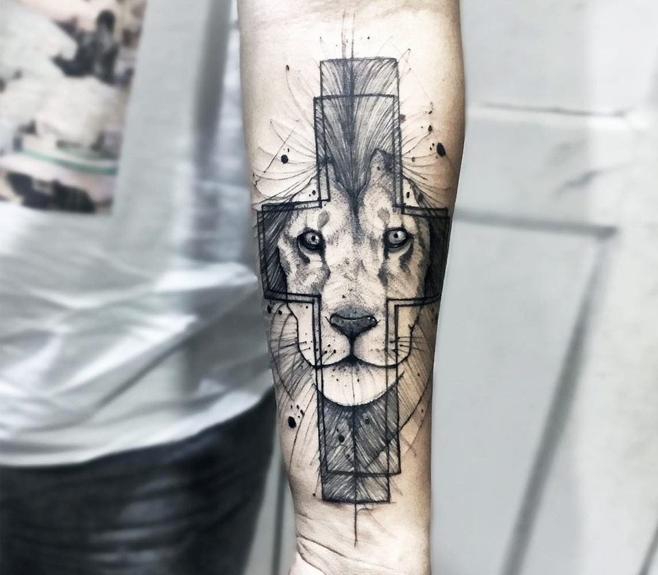 cross lion tattoos ideasTikTok Search