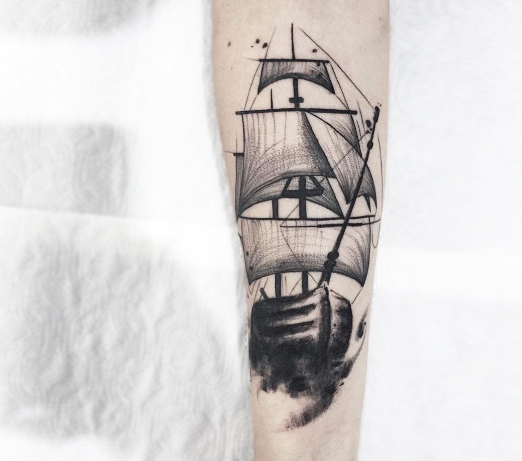 Navy Ship Arm Tattoo - Veteran Ink