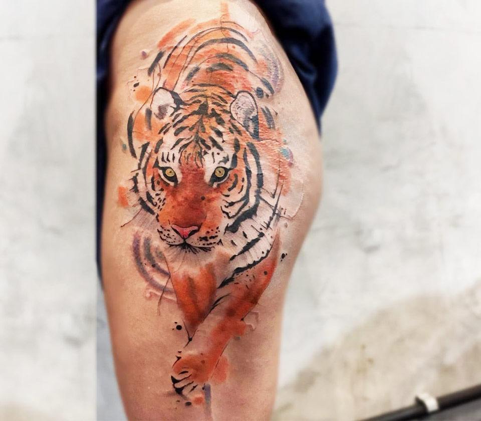 Tiger tattoo by Felipe Mello | Photo 18171