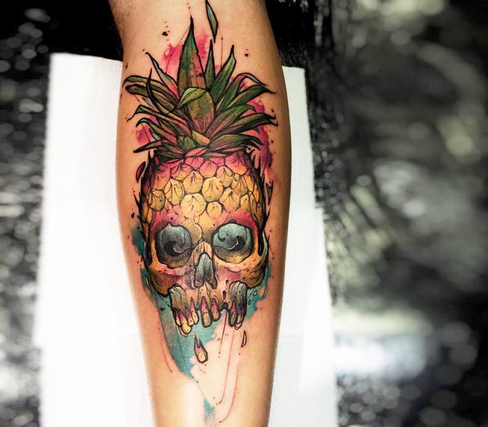 SkullPineapple Drawing by Rémi Andron