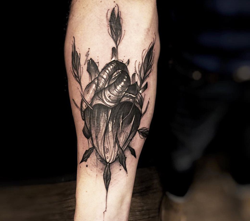 Black Heart tattoo by Felipe Rodrigues