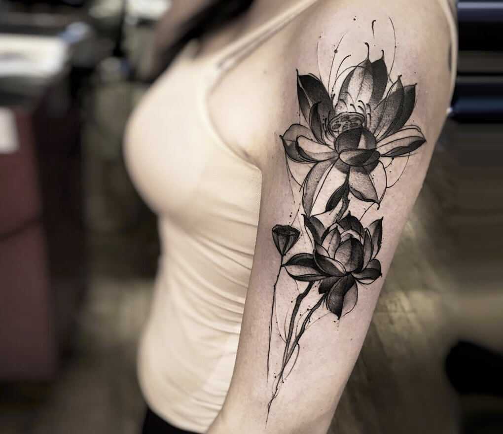 Sketch Lotus Flower Tattoo Design – Tattoos Wizard Designs