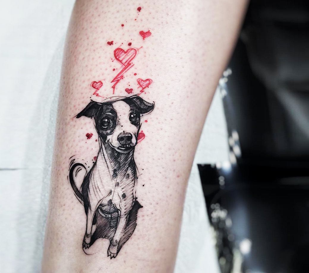 Татуировка собака Джек Рассел терьера