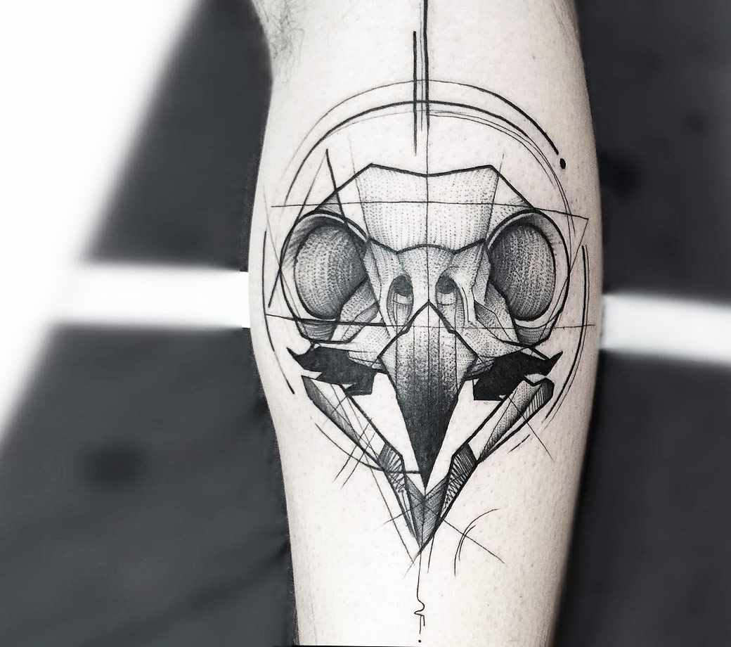 Bird on a Bull Skull Tattoo Stock Vector  Illustration of tattoo blown  81780045