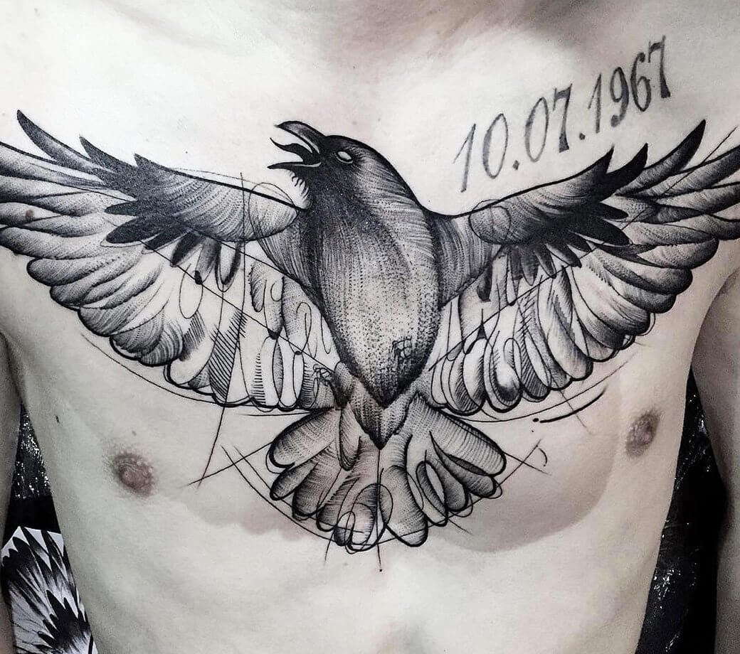 Dove and Crow Chest by Roxy Renze at No Name Tattoo, Utica MI : r/tattoos