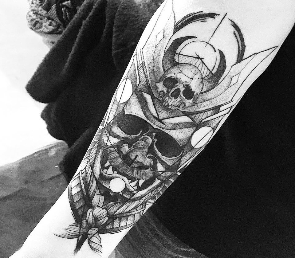 Skull Samurai Tattoo by Mike DeVries TattooNOW