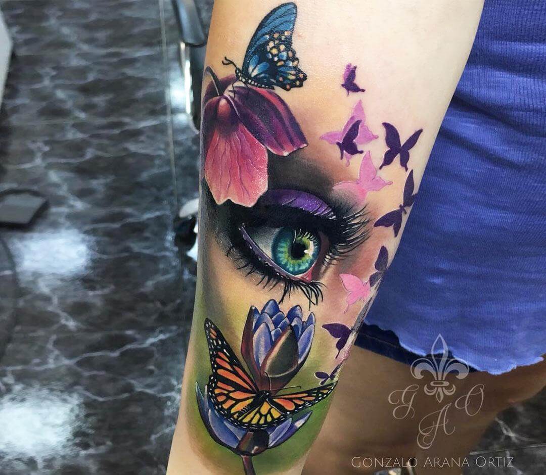 Butterfly Eye Tattoo by Melissa Fusco TattooNOW