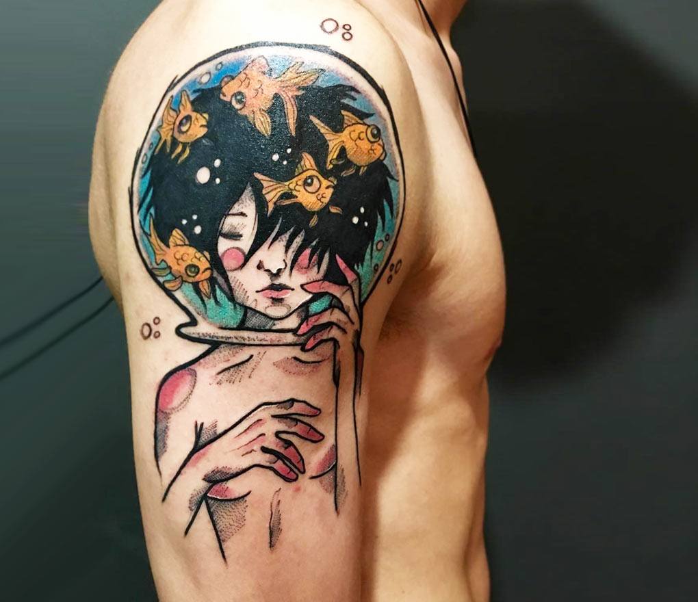 Girl with aquarium tattoo by Gustavo Takazone Photo 25800