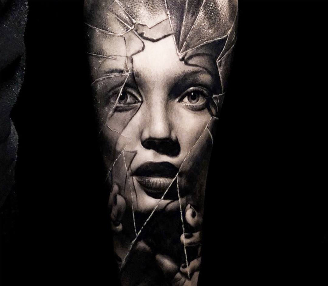 Tattoo uploaded by Micah • Girl in glass #glass #girl #woman #tears #eye  #nose #lips #face #detail #shading #actuallysick • Tattoodo