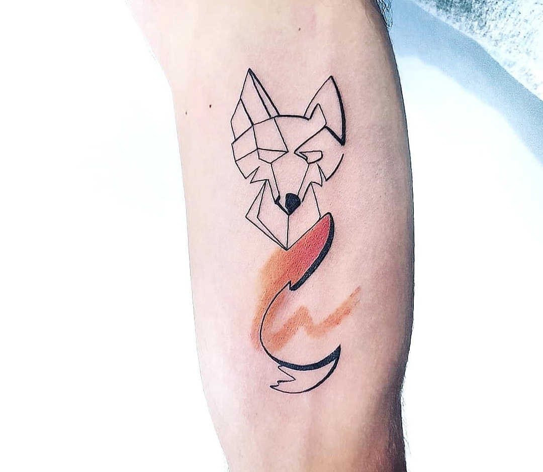 Geometric colorful fox tattoo  Tattoogridnet