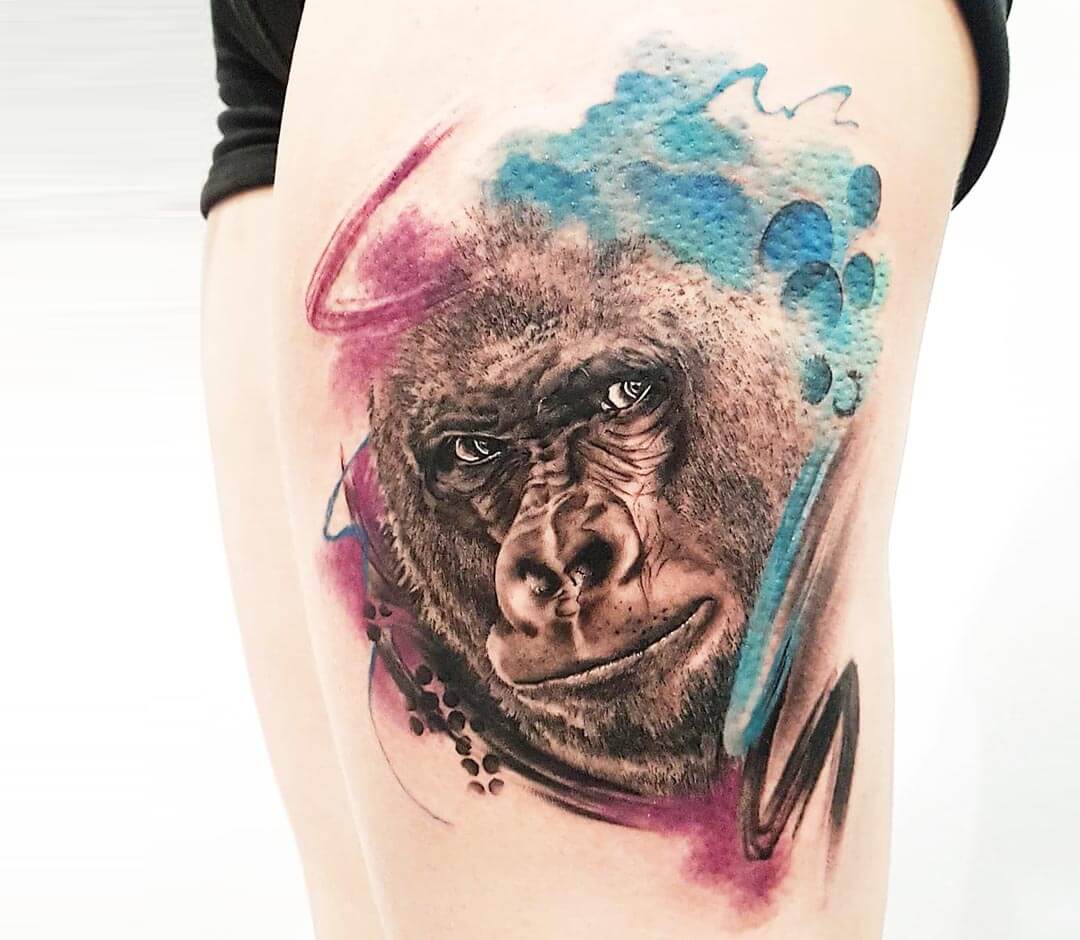 Traditional Gorilla head tattoo by Paul Fulton  jonsartbook