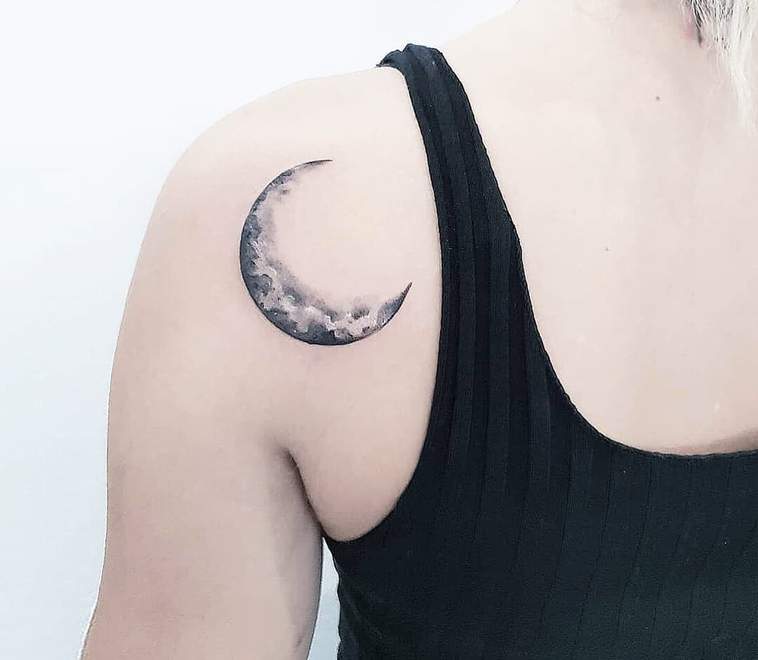 Tattoo photos Gallery. realistic moon tattoo art Ilaria Tattoo Art. 