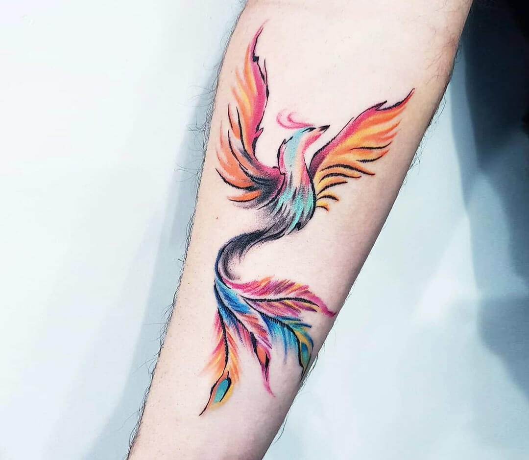 Simple Phoenix Bird Temporary Tattoo Sticker - OhMyTat
