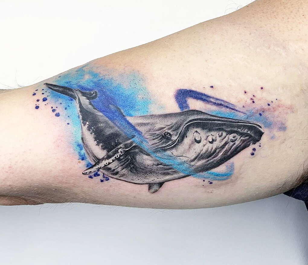 American Traditional Whale Tattoo