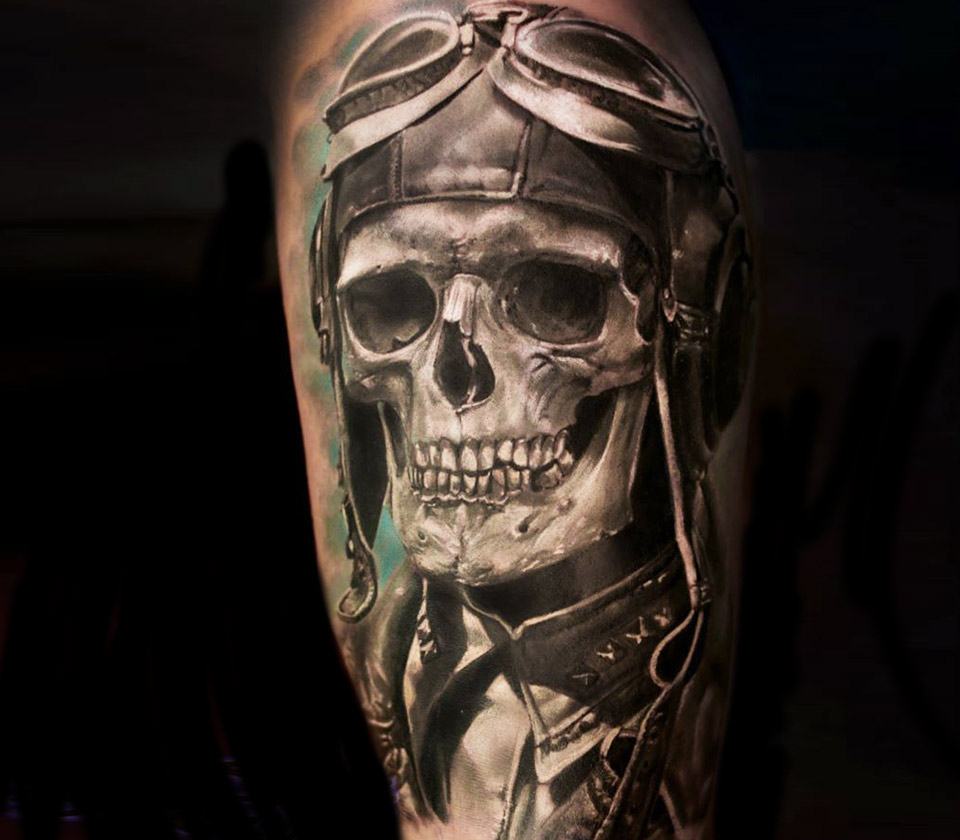 Photo - Pilot Skull tattoo by Sergey Butenko | Photo 19735