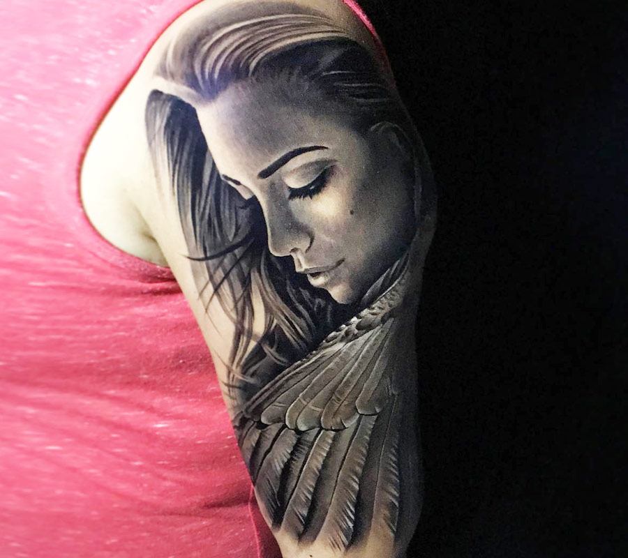 Angel Tattoo by Ken | Work in progress on this angel Tattoo done by ken. 🕊  (@kengreentats) | By Belfast City SkinworksFacebook
