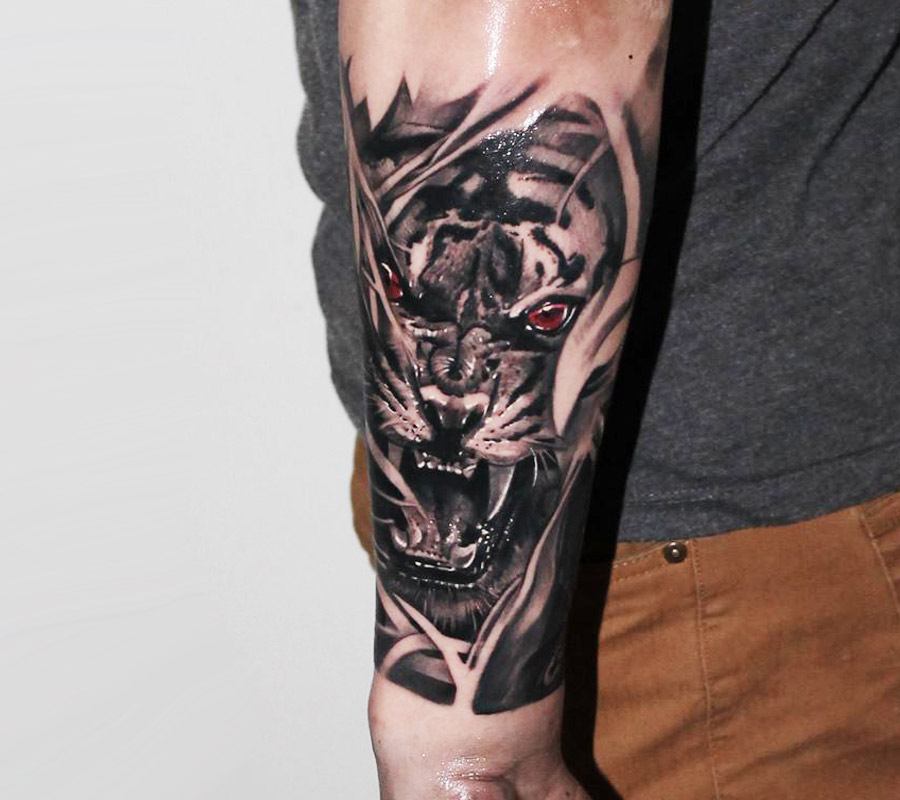 Tiger Neck Tattoo - Realistic Temporary Tattoos - Tinsley Transfers