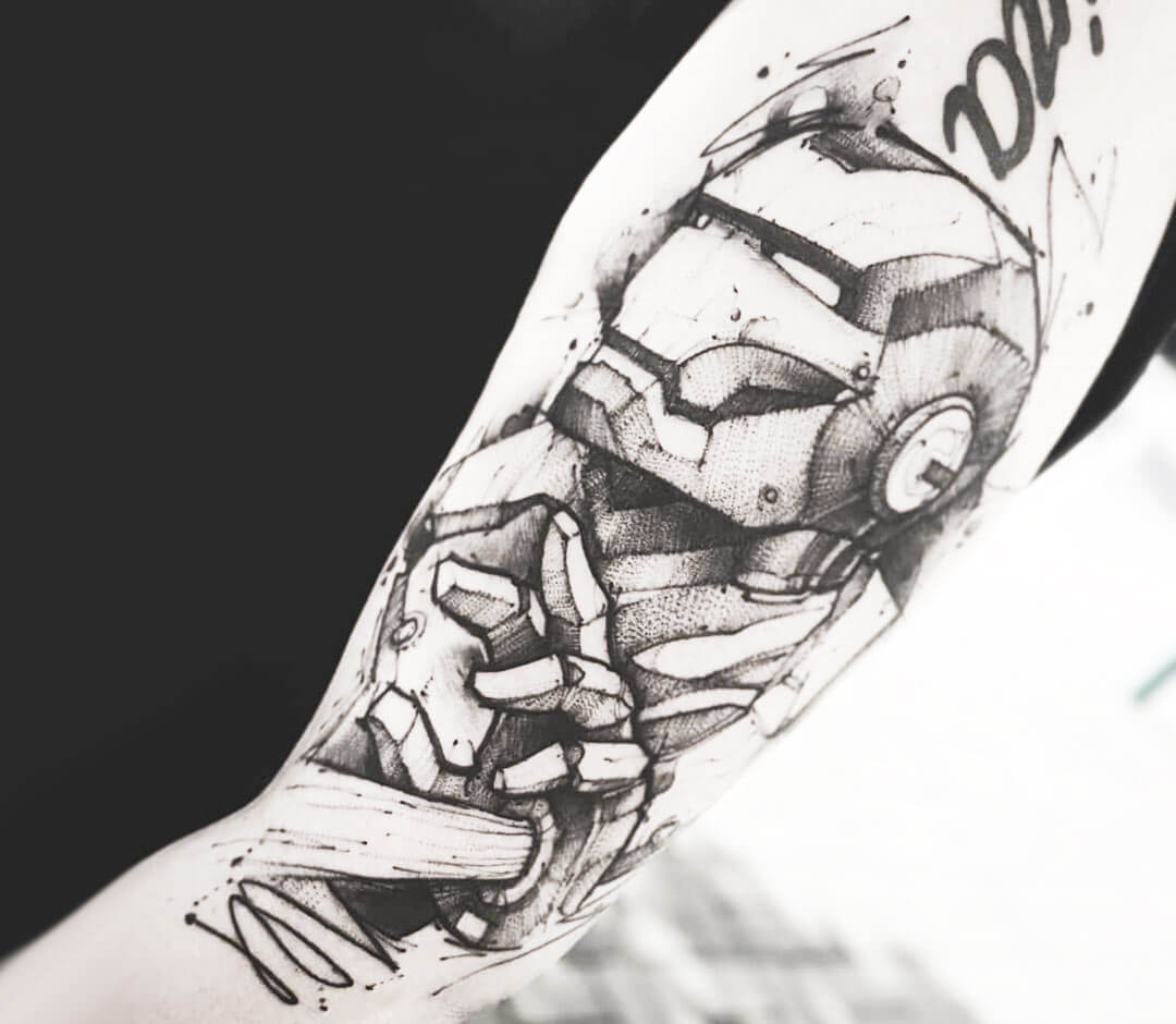 Iron Man tattoo by Jakub Kowalski Art