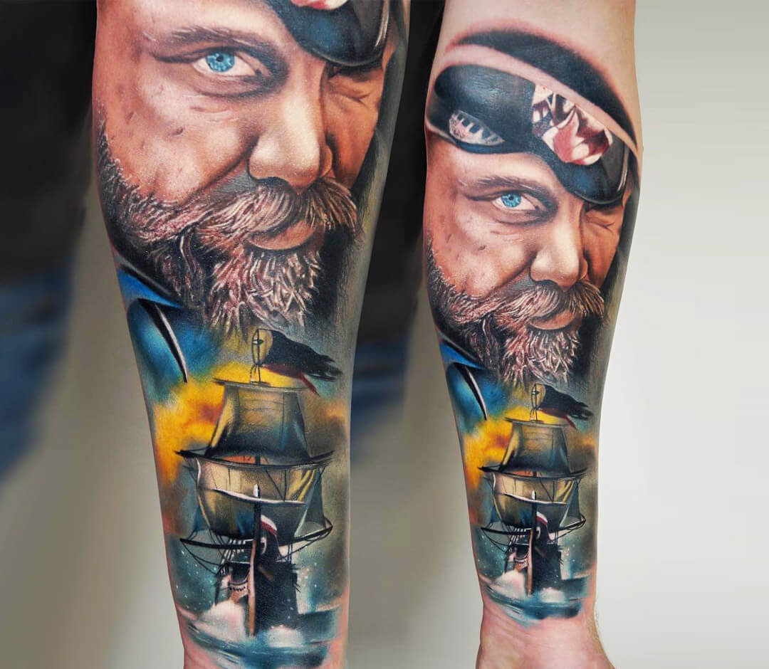 Pirate Ship Tattoo  Tattoo by Chad Clark wwwCClarkArtcom  Chad Clark   Flickr