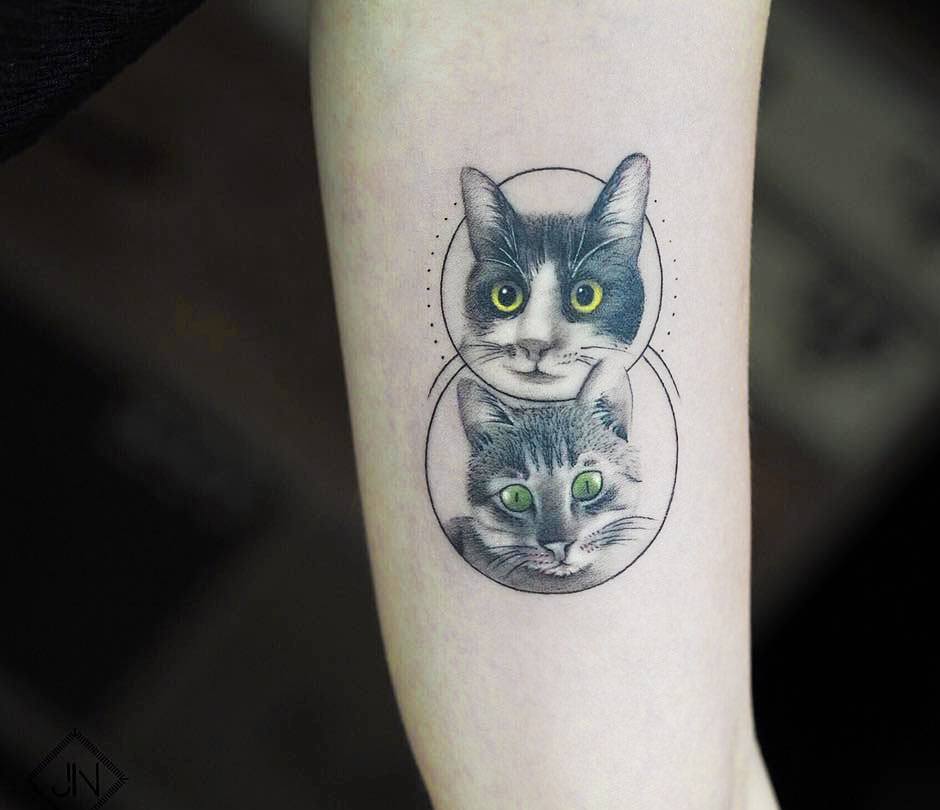 Two Cats tattoo by Jefree Naderali Photo 24212