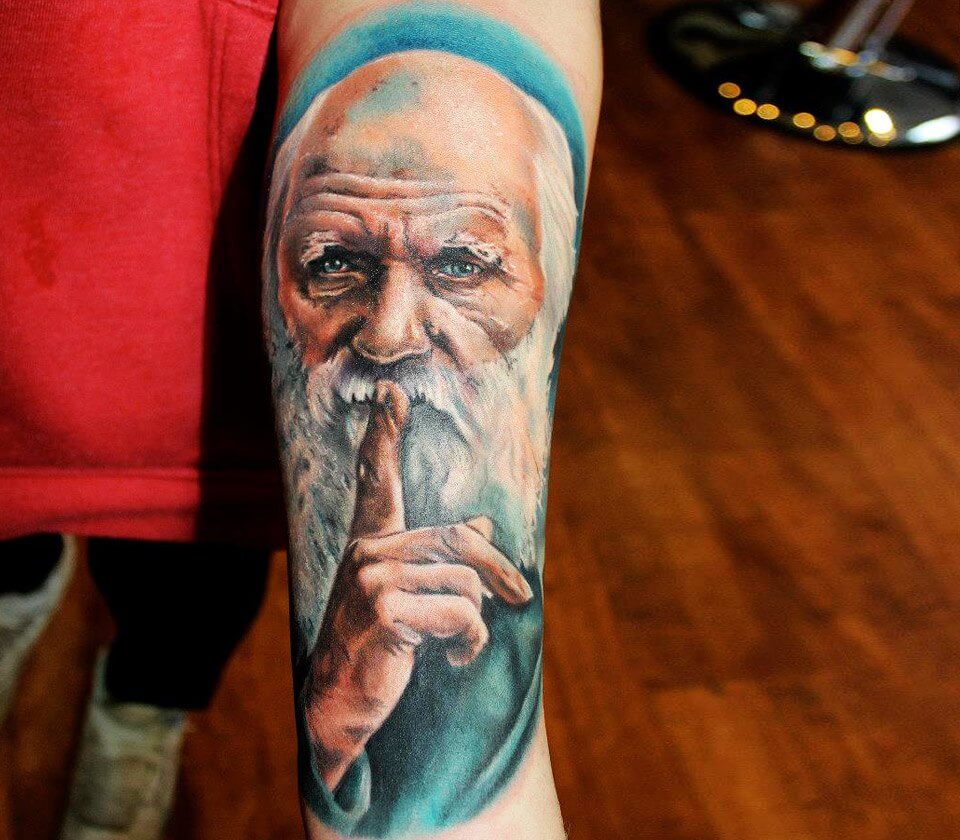 Charles Darwin Portrait Tattoo by Marvin Silva: TattooNOW