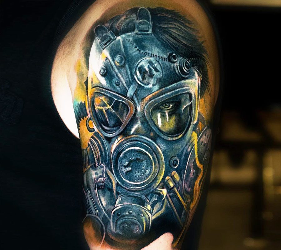 Gas Mask tattoo by Julien Thibers Photo 19845