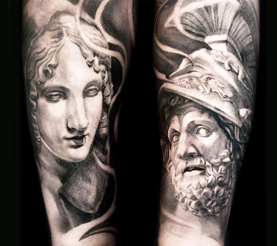 roman goddess statue tattoo