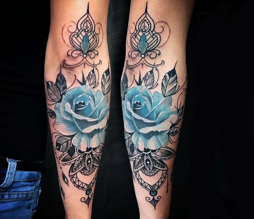 Blue Rose tattoo by Kafka Tattoo