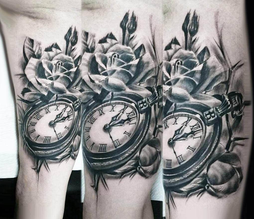 Flatline Tattoo  Clock and flowers done by chadlatch tattoo tattoos  traditionaltattoo clock flowers  Facebook