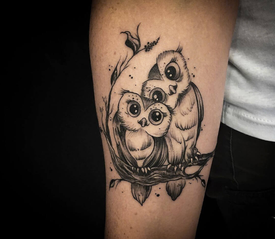 Two owls tattoo by Kafka Tattoo Photo 29070