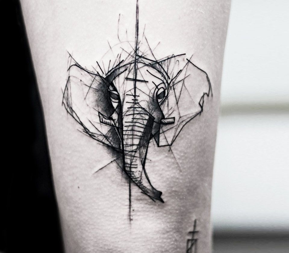 Sketch elephant Tattoo I got done today. : r/tattoo