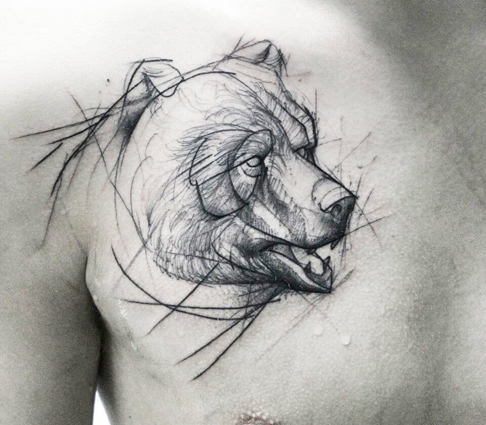татуировки для мужчин с медведем на груди фото 41