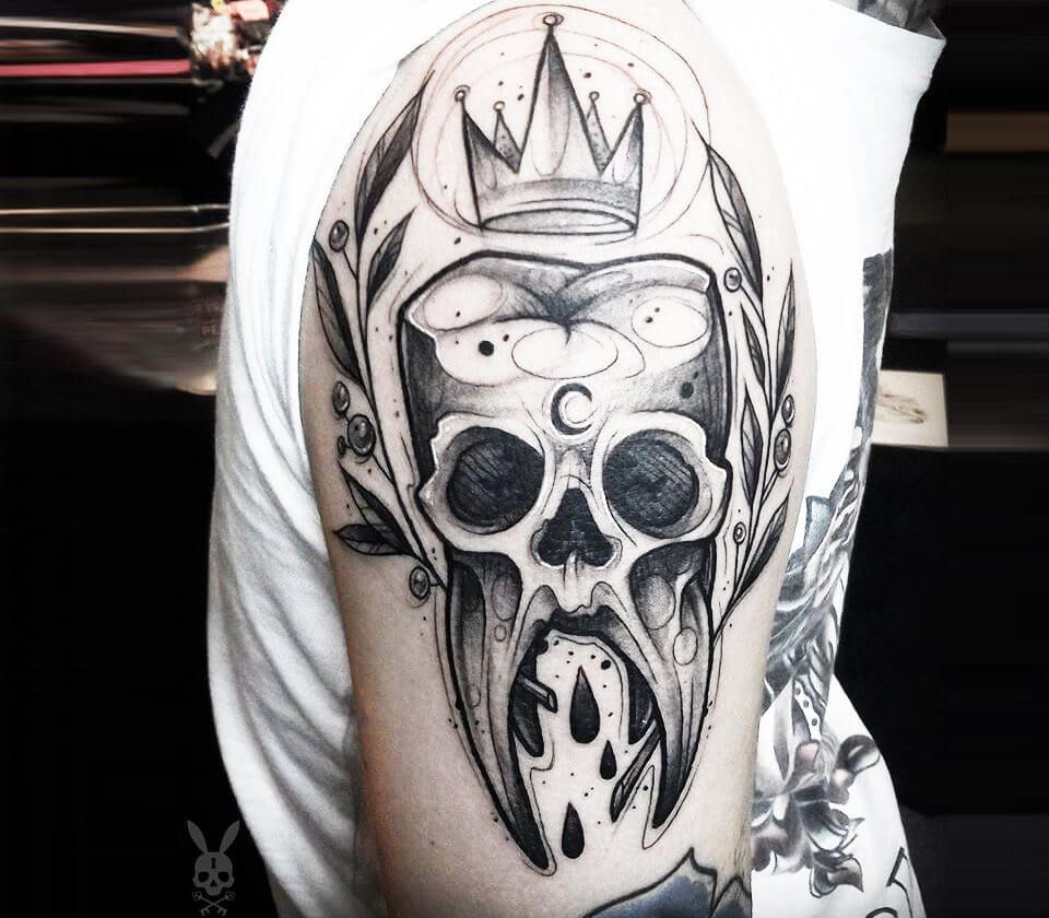 Skeleton King with queen. | Skeleton king with queen. By: Jesus Sanchez # tattoo #skeletontattoo #ink #inked #wyldesydestattoo #sandiego  #blackandgraytattoo | By Wylde Sydes Tattoo & Body PiercingFacebook