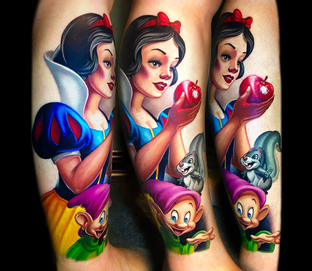 Tattoo tagged with: disney, outline, 3d, snow white | inked-app.com