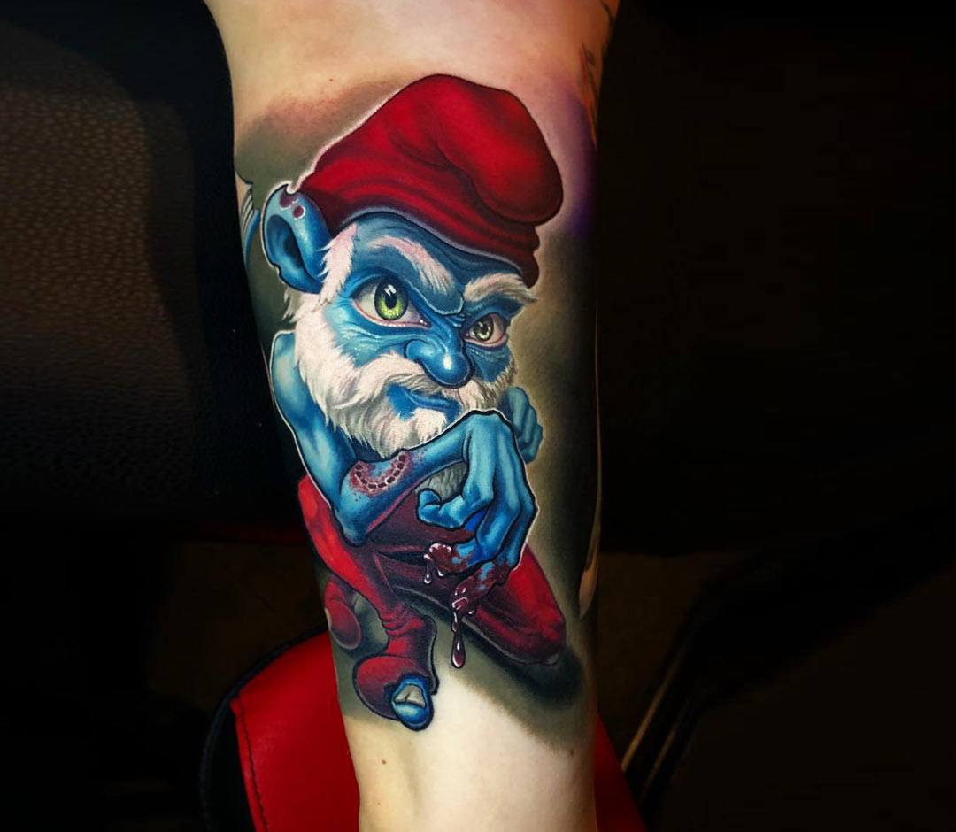 Zombie Papa Smurf tattoo by Kegan Hawkins Photo 22569