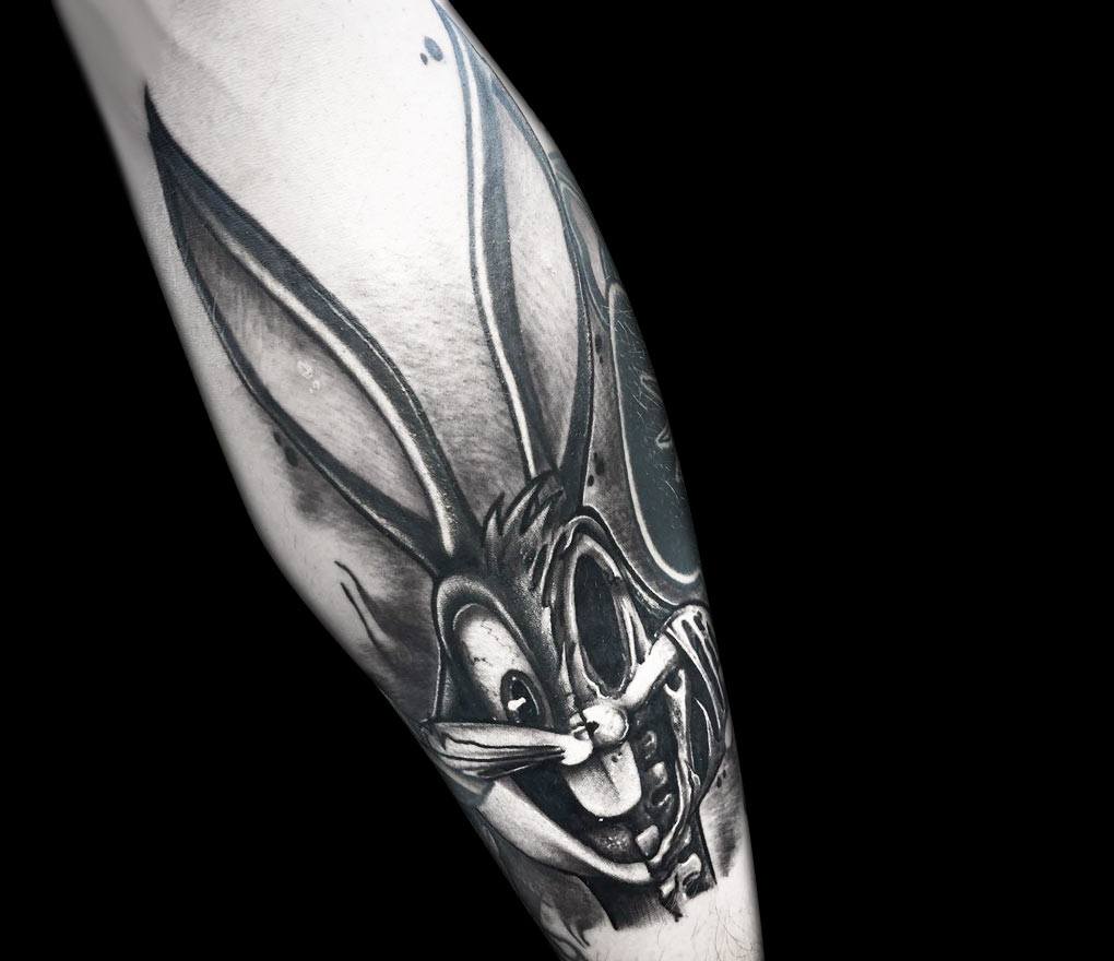 Close. cartoon bugs bunny cartoon tattoo art Kevin Saxler. 