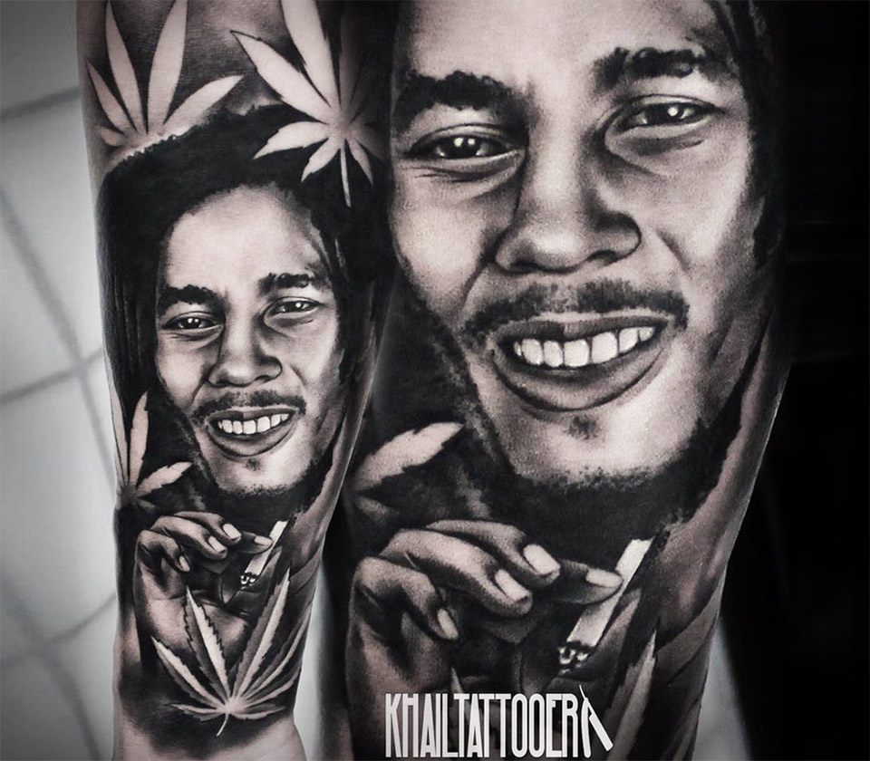 Bob Marley tattoo by Khail Tattooer