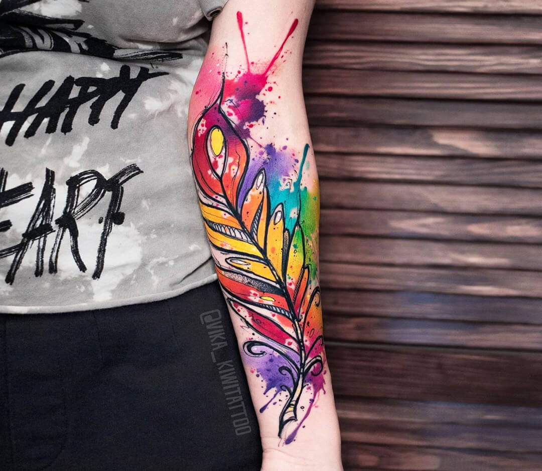 Watercolour Feathers Temporary Tattoo | EasyTatt™