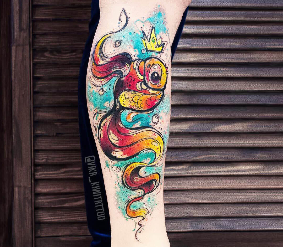Geometric Tattoo - Elegant goldfish tattoo by Tattooist Flower -  TattooViral.com | Your Number One source for daily Tattoo designs, Ideas &  Inspiration