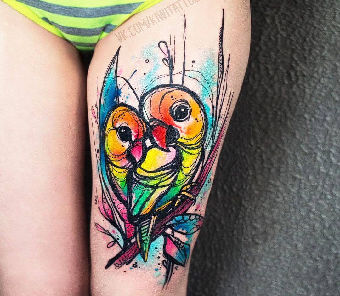 Watercolor Colorful Bird Tattoo Design – Tattoos Wizard Designs