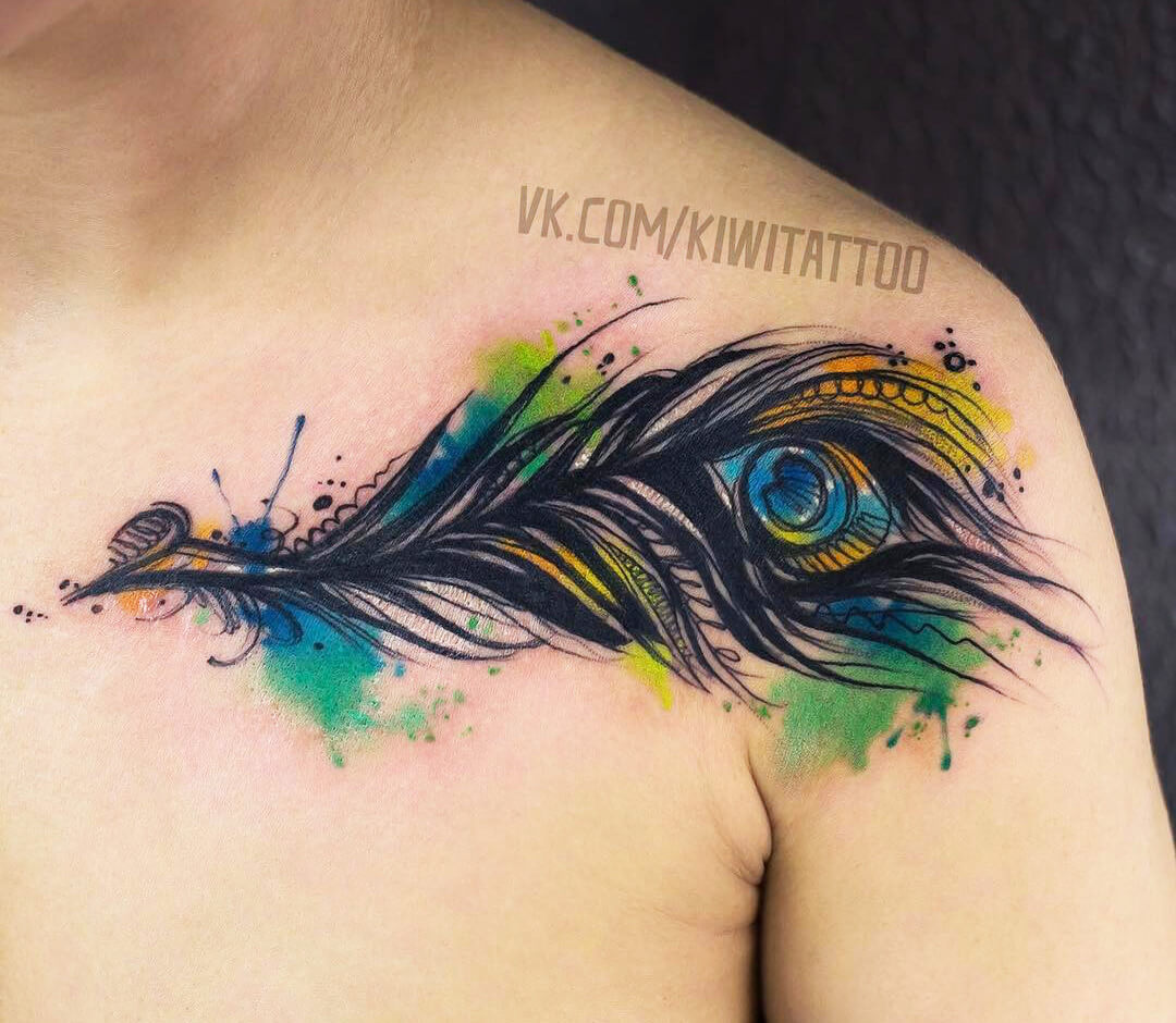 Peacock feather tattoo by Kiwi Tattoo | Photo 28418