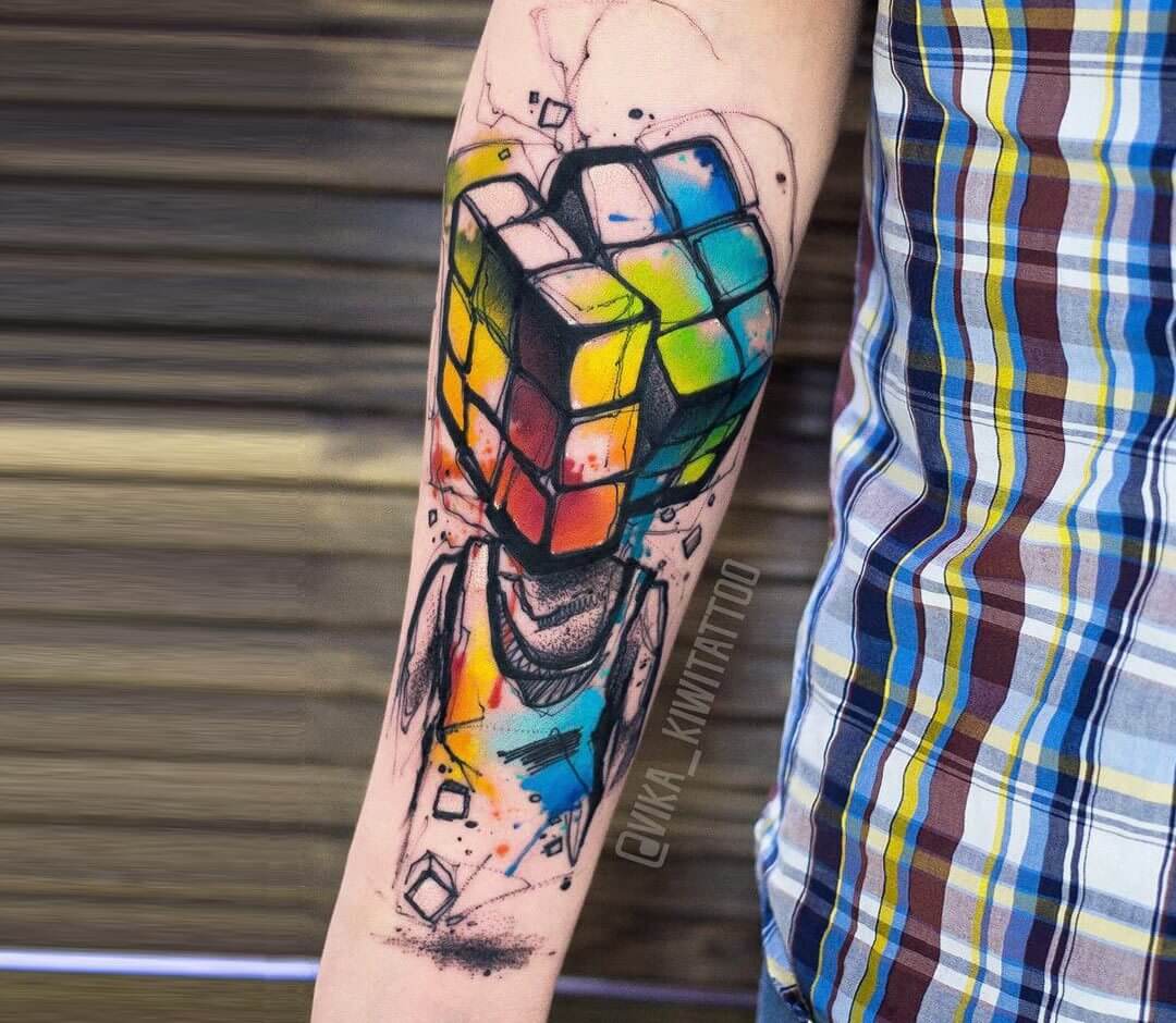 Rubik's Cube Temporary Tattoo Sticker - OhMyTat