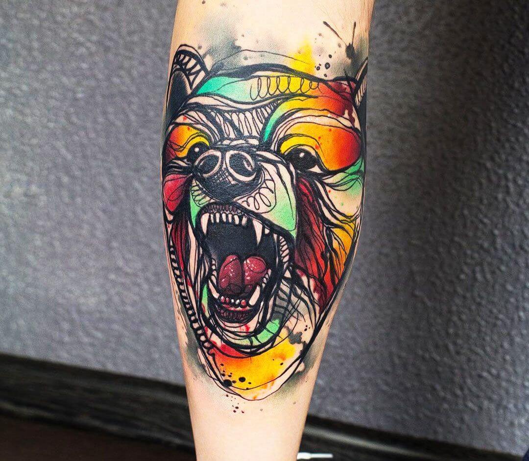 watercolor bear tattoo