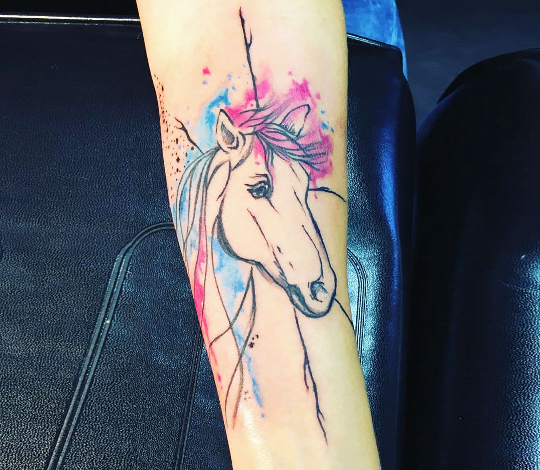 Painting Horse Head Tattoo Design – Tattoos Wizard Designs