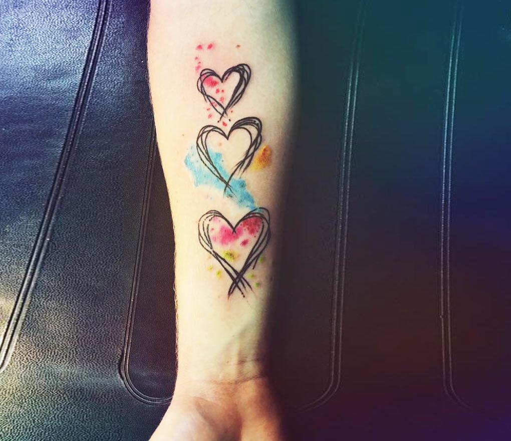 Watercolor Heart Tattoo - Love n Hate