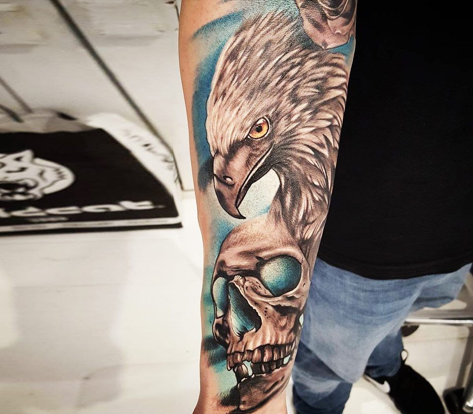 Eagle And Skull Tattoo By Klebyz Soares Photo